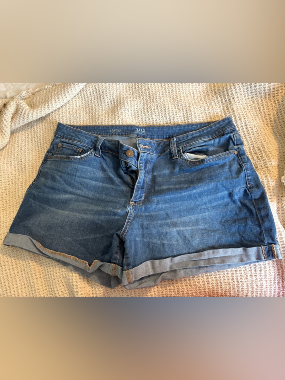 a.n.a Blue Denim Roll-Cuff Women's Shorts